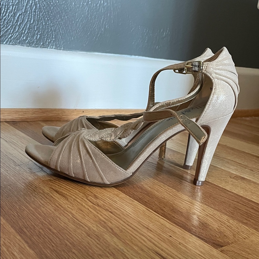 Kelly & Katie Shimmering Cream Heels